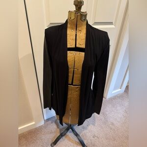 Danier Leather Black Open Front Jacket with Italian Leather Sleeves.